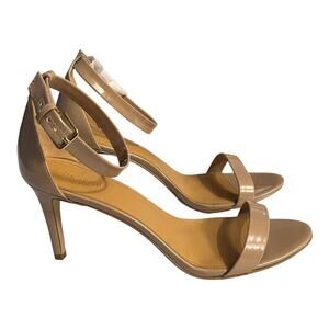 J.Crew Nude Patent Leather Ankle Strap Heels Sandals Womens 12 Beige Dress Shoes